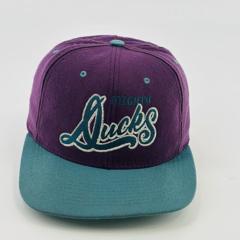 Vintage Mighty Ducks Hat Cap SnapBack American Needle Blockhead Wool Script 90s